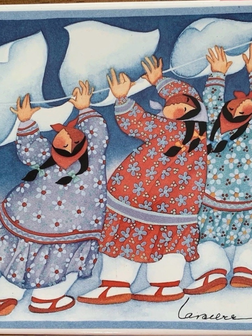 6” Tile Trivet "Three Sheets to the Wind" by Alaskan artist Barbara Lavallee